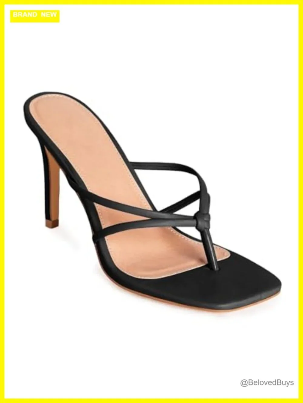 Strappy Square Toe Heeled Sandals Slip On Thong Mules Women's Shoes